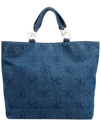 Chanel Limited Edition Jean Denim Cruise Collection Cc Tote (Authentic Pre-Owned) - Blue
