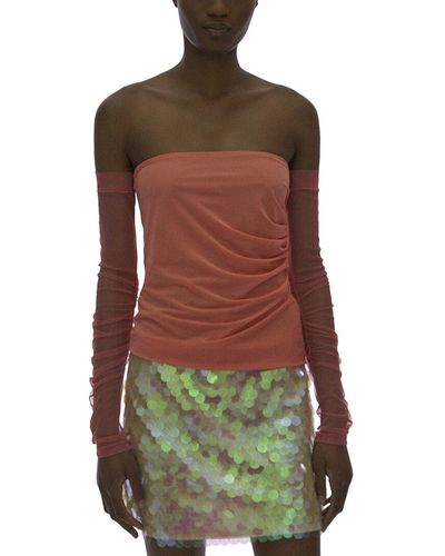 Helmut Lang Relaxed Fit Sheer Sleeve Tube Top - Green