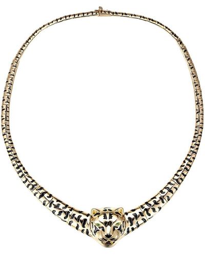 Rachel Glauber 14k Plated Cz Leopard Head Necklace - Metallic