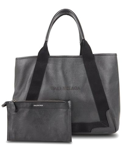 Balenciaga Leather Medium Cabas (Authentic Pre-Owned) - Black