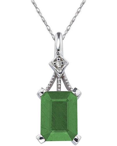 Diamond Select Cuts 14k 2.16 Ct. Tw. Diamond & Emerald Necklace - Green