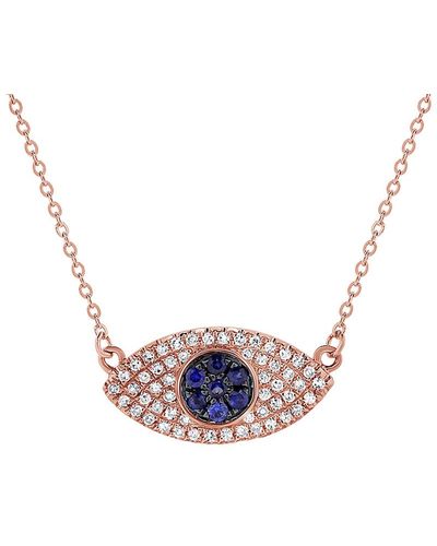 Sabrina Designs 14k Rose Gold 0.21 Ct. Tw. Diamond & Sapphire Evil Eye Necklace - Multicolour