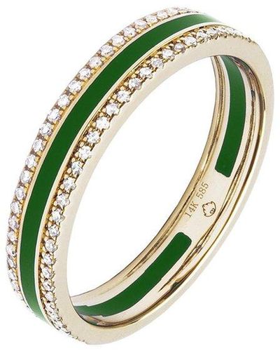 Diana M. Jewels Fine Jewellery 14k 0.14 Ct. Tw. Diamond Enamel Eternity Ring - Green