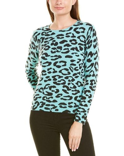 Hannah Rose Relaxed Leopard Cashmere Sweater - Green