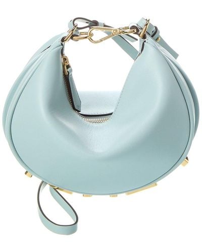 Fendi Graphy Mini Leather Hobo Bag - Blue