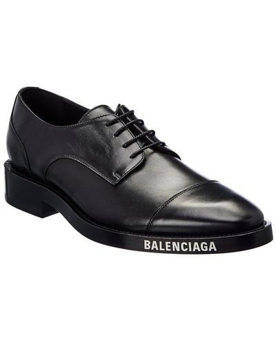 Balenciaga Logo Lace-up Leather Oxford - Black