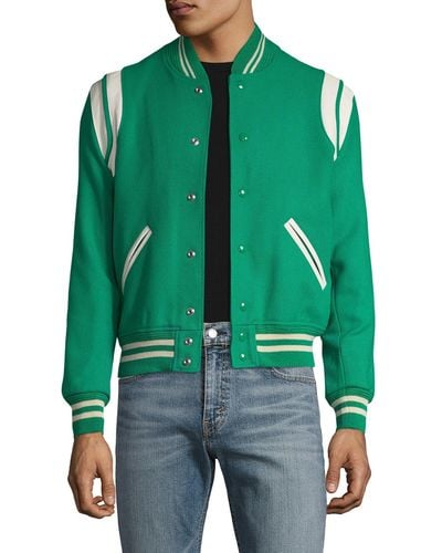 Saint Laurent Teddy Varsity Jacket - Green