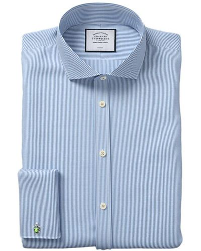 Charles Tyrwhitt Non-iron Bengal Stripe Super Slim Fit Shirt - Blue