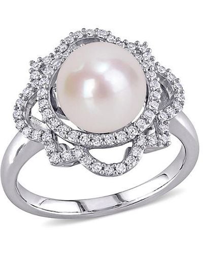 Rina Limor 14k 0.36 Ct. Tw. Diamond 9-9.5mm Pearl Ring - White