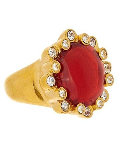 Kenneth Jay Lane 22k Plated Cocktail Ring - Red
