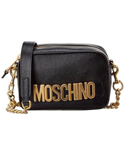 Moschino Logo Leather Camera Bag - Black