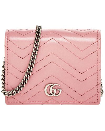 Gucci GG Marmont Leather Wallet On Chain - Pink