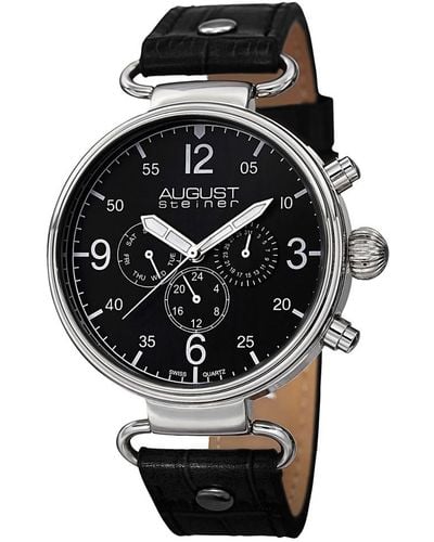 August Steiner Genuine Leather Watch - Multicolor