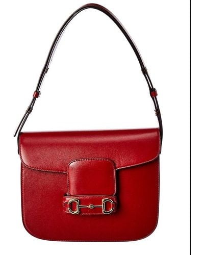 Gucci Horsebit 1955 Leather Shoulder Bag - Red