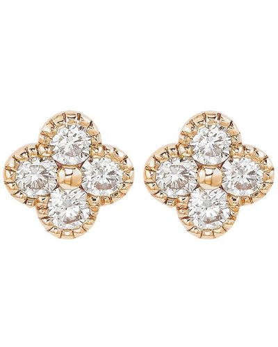 Suzy Levian 14k Rose Gold 0.40 Ct. Tw. Diamond Clover Studs - White