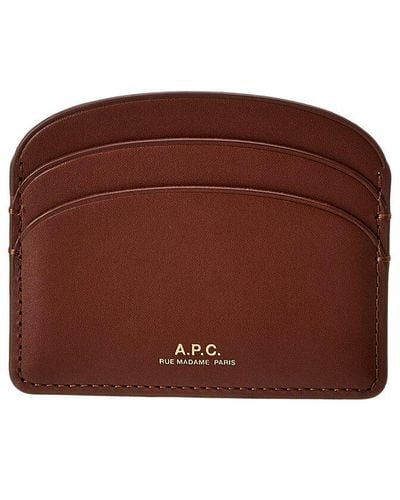 A.P.C. Demi Lune Leather Card Holder - Brown