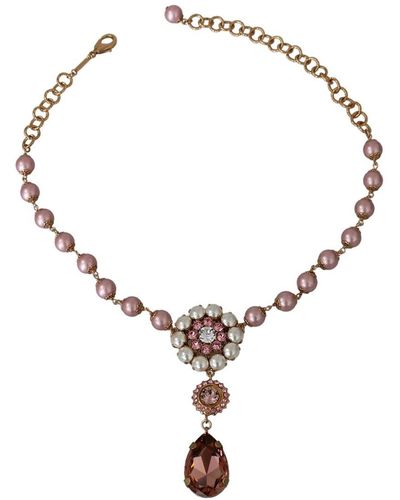 Dolce & Gabbana Rhinestone Pendant Necklace - Metallic