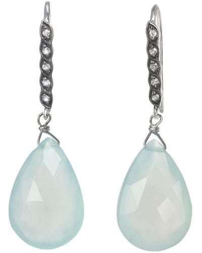 Margo Morrison New York Silver Gemstone Drop Earrings - Blue