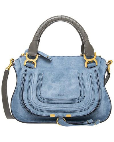 Chloé Marcie Suede & Leather Bag - Blue