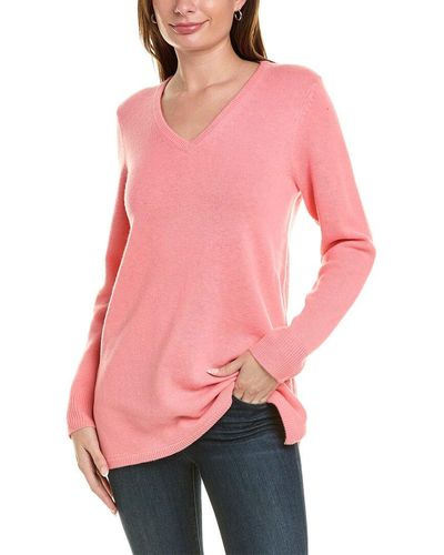 Sail To Sable V-neck Wool Tunic Sweater - Pink