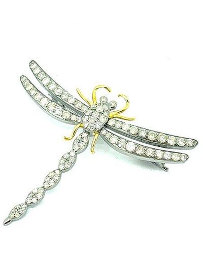 Arthur Marder Fine Jewelry Silver 2.50 Ct. Tw. Diamond Dragonfly Pendant - Metallic