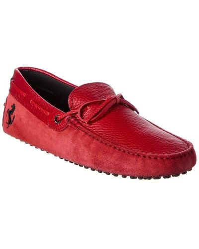 Tod's X Ferrari New Gommini Suede & Leather Loafer - Red