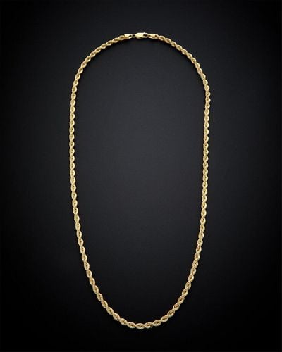 Italian Gold 14k Hollow Rope Chain Necklace - Black