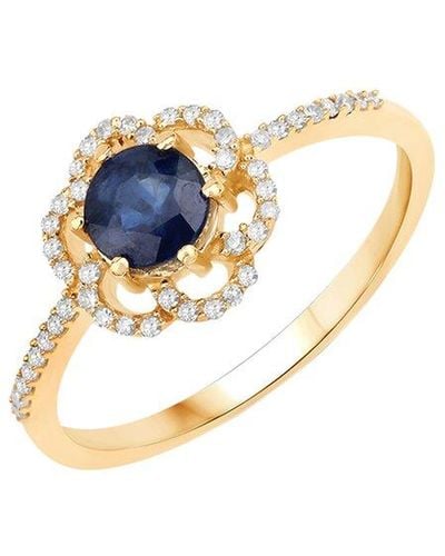 Diana M. Jewels Fine Jewelry 14k 0.78 Ct. Tw. Diamond & Sapphire Ring - Blue