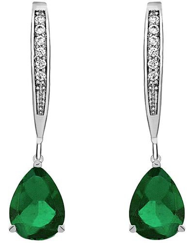 Genevive Jewelry 14k Over Silver Cz Drop Earrings - Green