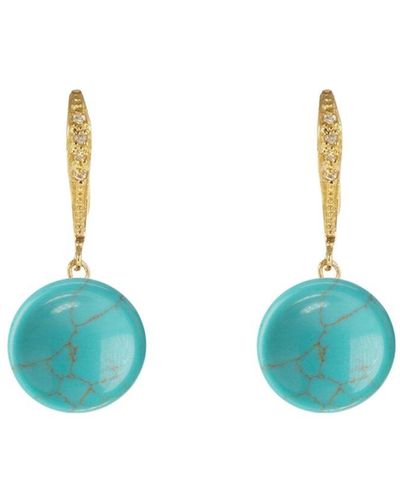 Liv Oliver 18k Plated 13.70 Ct. Tw. Turquoise Drop Earrings - Blue