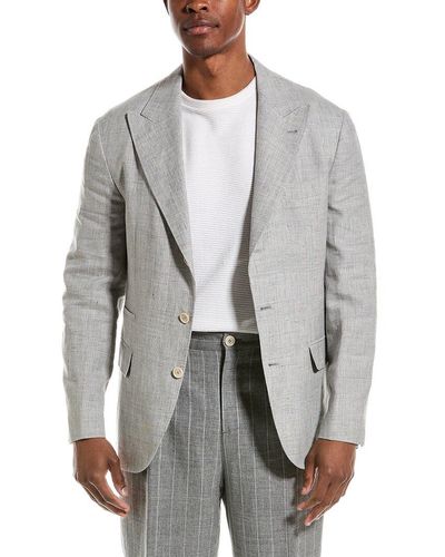 Brunello Cucinelli Linen & Wool-blend Blazer - Gray
