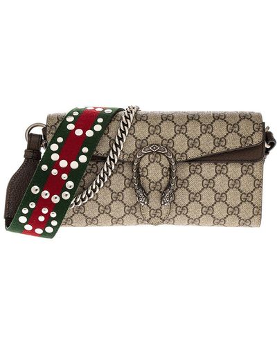 Gucci Dionysus Small Canvas And Leather Shoulder Bag - Gray
