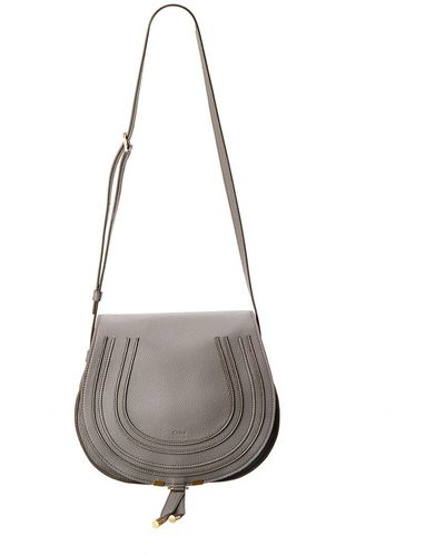 Chloé Marcie Medium Leather Saddle Bag - Grey