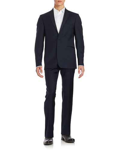 Calvin Klein Two-button Wool Suit Set - Blue
