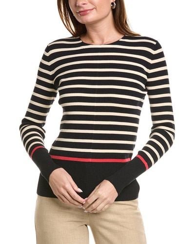 Lafayette 148 New York Striped Sweater - Black