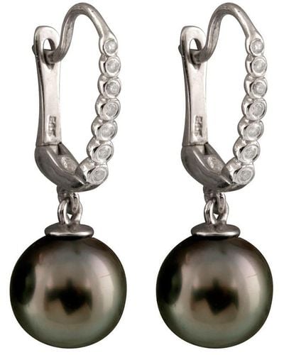 Masako Pearls 14k 0.07 Ct. Tw. Diamond 8-9mm Pearl Earrings - Black