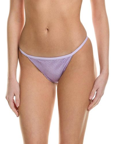 Jonathan Simkhai Moxie Crystal Mesh String Bikini Bottom - Purple
