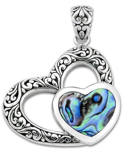 Samuel B. Silver Abalone Pearl Heart Pendant - Blue