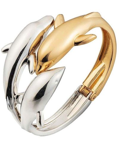 Liv Oliver 18k & Silver Plated Dolphin Bangle Bracelet - Metallic