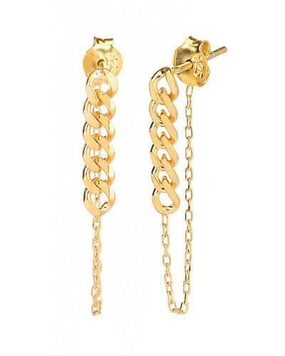 Gabi Rielle 14k Over Silver Curb Chain Drop Earrings - Metallic