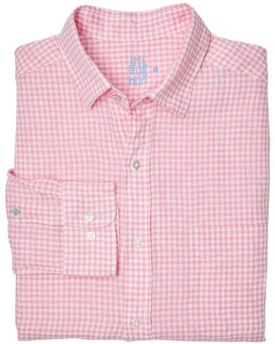 J.McLaughlin Mini Gingham Gramercy Linen Shirt - Pink