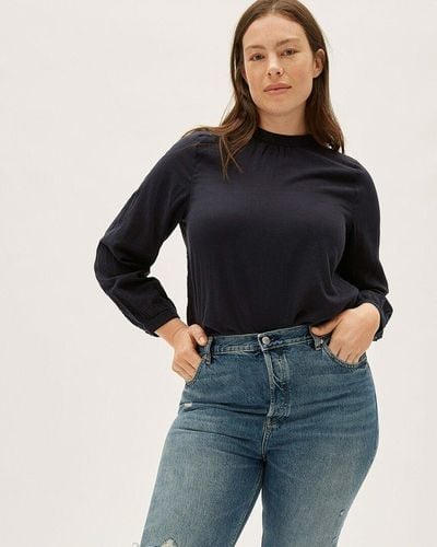 Everlane The Double-gauze Shirred Top - Blue