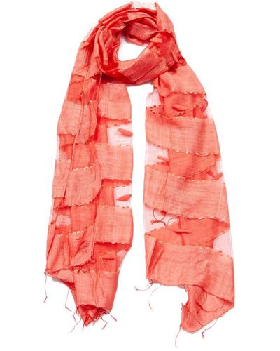 Blue Pacific Silk-blend Scarf - Red