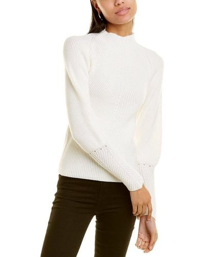 Rebecca Taylor Backless Mock Neck Wool Sweater - White