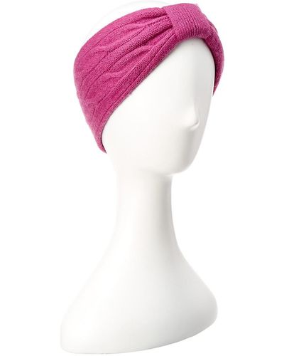 Portolano Cashmere Cable Knit Headband - Pink