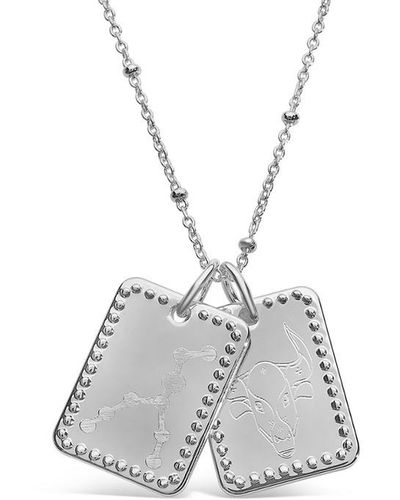 Sterling Forever 14k Over Silver Taurus Zodiac Tag Necklace - Grey