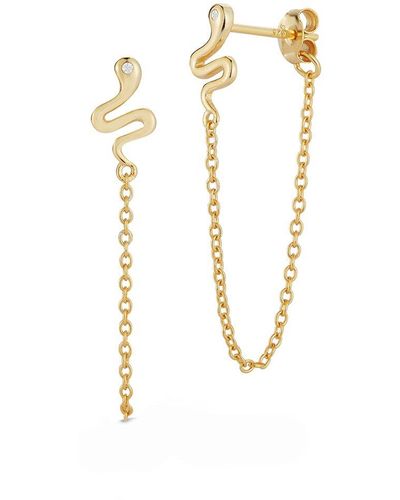 Glaze Jewelry 14k Over Silver Cz Snake Chain Earrings - Metallic