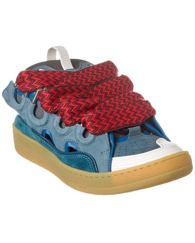 Lanvin Curb Leather & Mesh Mule Sneaker - Red