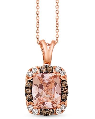 Le Vian Le Vian 14k Rose Gold 2.48 Ct. Tw. Diamond & Morganite Pendant Necklace - White