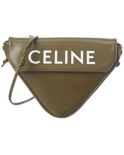 Celine Triangle Leather Shoulder Bag - Green